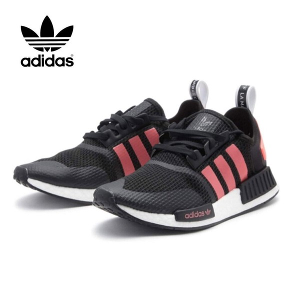 MENS Adidas Originals NMD R1 Boost Shoes Black Signal Pink FV9153 main image 10